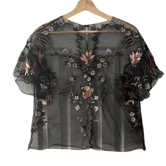 Tops - Zara floral mesh top